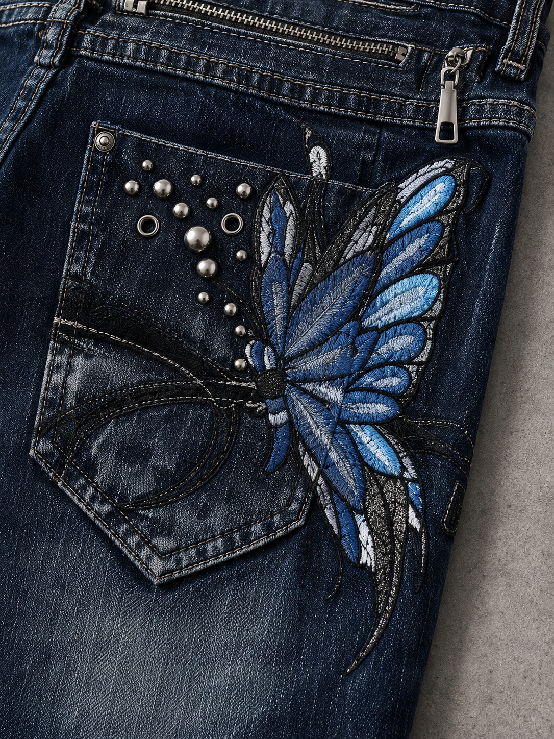 Low-rise Butterfly Jeans